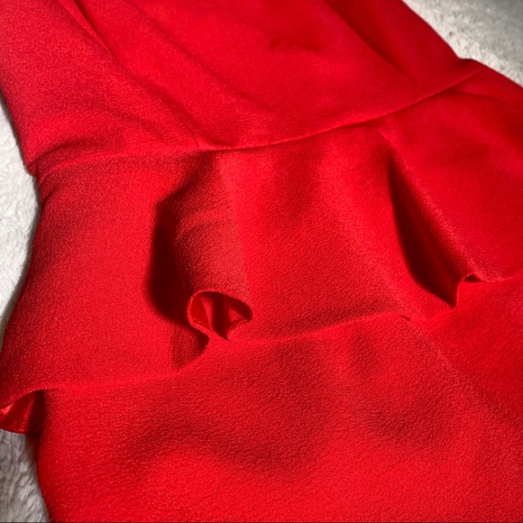 Red Cocktail Dress with Peplum Waist - Picture 8 of 8
